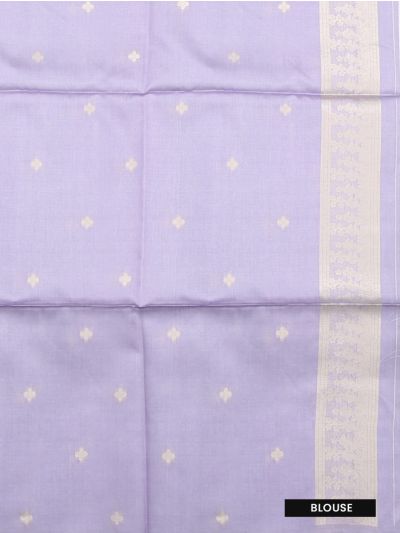 Gracecharm Art Dupion Paisley Leaf Jaal Bouquet Border Silver Pallu Saree