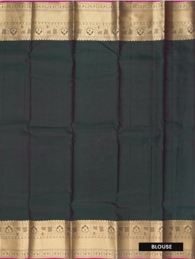 Gracecharm Elephant Butta with Temple Border Pallu Silk Saree
