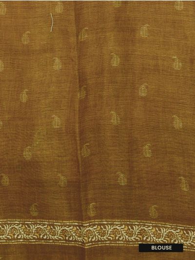 Gracecharm Semi Tussar L-Shape Floral Garland Butta Border Printed Saree