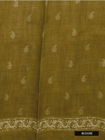 Gracecharm Semi Tussar L-Shaped Floral Vine Paisley Border Printed Saree
