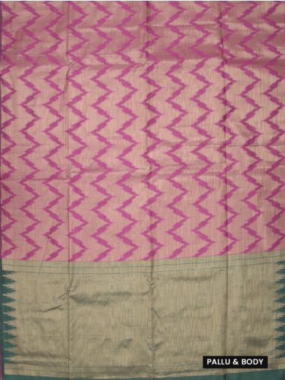 Gracecharm Kota Tussar Serrated Zigzag Contrast Plain Pallu Saree