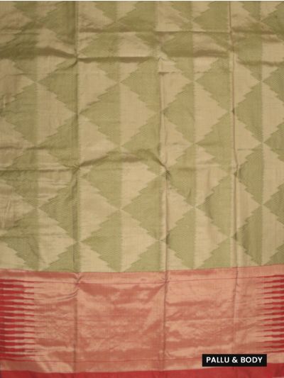 Gracecharm Kota Tussar Triangle Tessellation Serrated Stripe Pallu Saree