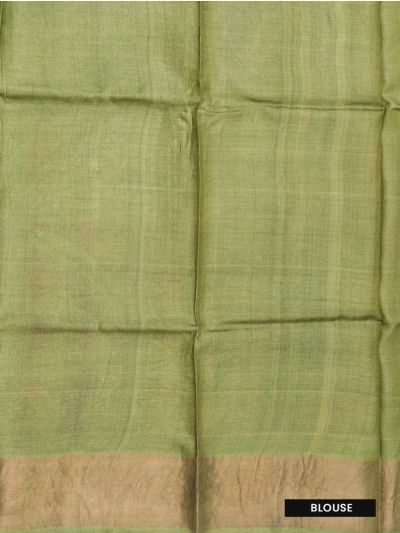 Graceful Essence Tussar Silk Monstera Butta Floral Geometric Pallu Saree