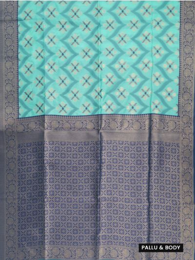 Gracecharm Semi Dupion Chevron Pinwheel Quatrefoil Lattice Pallu Saree