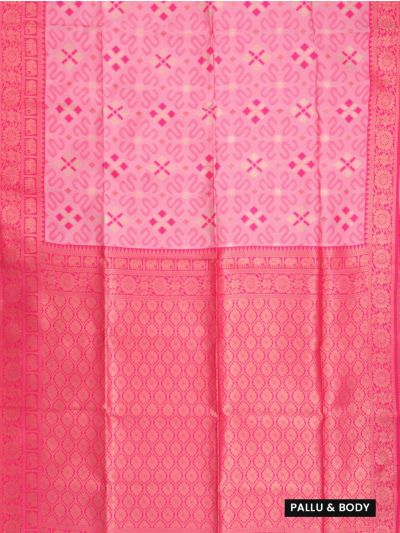 Gracecharm Semi Dupion Floral Scroll Ogee Pallu Elephant Border Saree