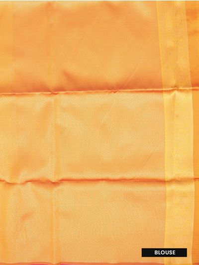 Gracecharm Semi Dupion Floral Star Chevron Interlocking Leaf Pallu Saree
