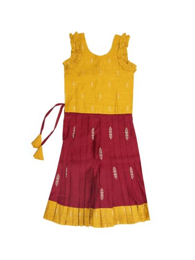 Kutty Kanmanie Girls Poly Cotton Ruffle Trim Top and Skirt Set