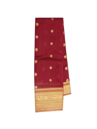 GraceCharm Semi Kora Cotton Twin Butta with Grid Brocade Pallu Saree