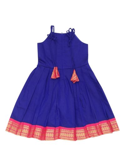 Kutty Kanmanie Girls Poly Cotton Contrast Border Pleated Frock