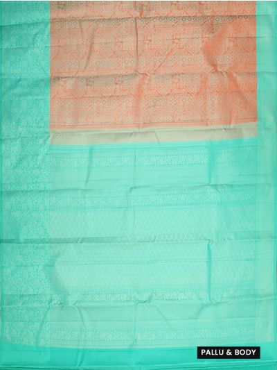 Vivaha Pure Silk Kanchipuram Geometric Motif with Floral Border Saree
