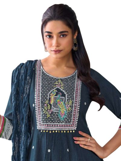 Graceful Muse Readymade Peacock Jharokha Embroidered Salwar Kameez