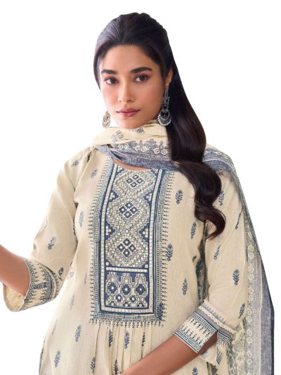 Graceful Muse Readymade Geometric Yoke Leaf Butta Salwar Kameez