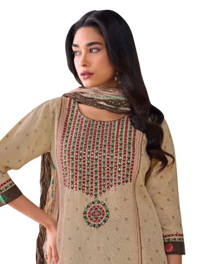 Graceful Muse Readymade Micro Butta Floral Yoke Embroidered Salwar Kameez