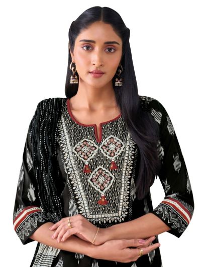 Graceful Muse Readymade Butta Floral Yoke Embroidered Salwar Kameez