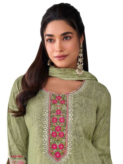 Graceful Muse Readymade Floral Panel Yoke Mirror Embroidered Salwar Kameez