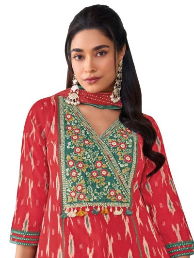 Graceful Muse Readymade Floral Angrakha Yoke Embroidered Salwar Kameez