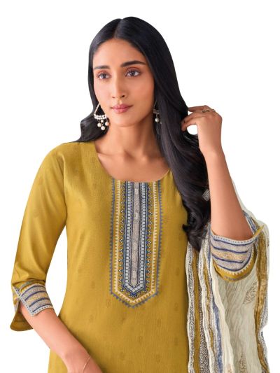 Graceful Muse Readymade Geometric Panel Yoke Floral Salwar Kameez
