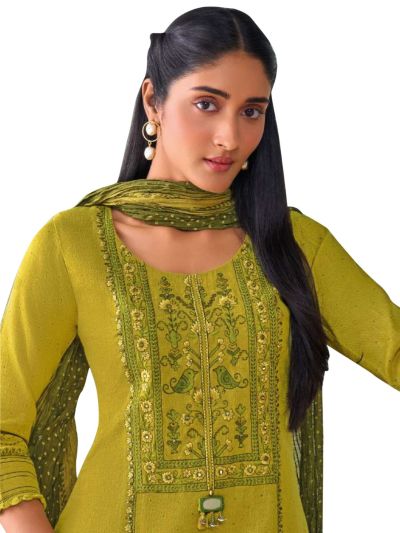 Graceful Muse Readymade Floral Bird Panel Yoke Embroidered Salwar Kameez