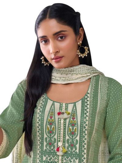 Graceful Muse Readymade Dotted Floral Yoke Embroidered Salwar Kameez