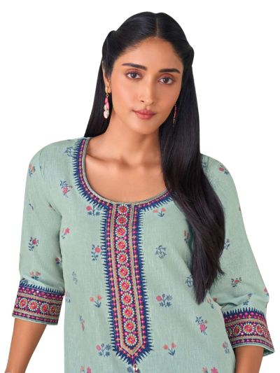 Graceful Muse Readymade Floral Butta Panel Yoke Embroidered Salwar Kameez