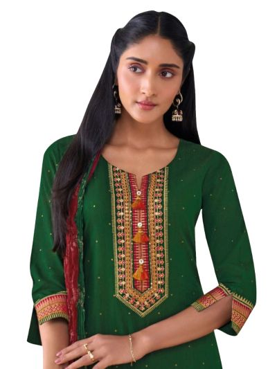 Graceful Muse Readymade Dotted Floral Panel Yoke Embroidered Salwar Kameez