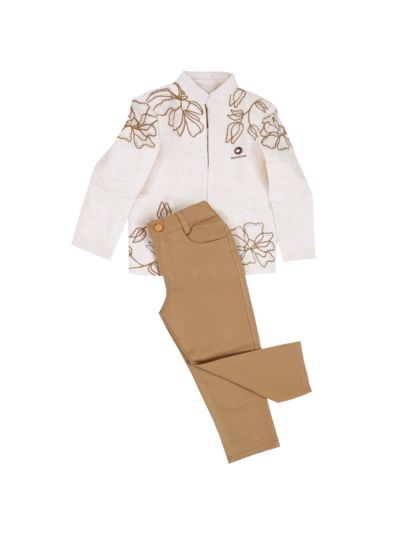 Gracecharm Boys Floral Blazer with Nehru Waistcoat and Pant Set