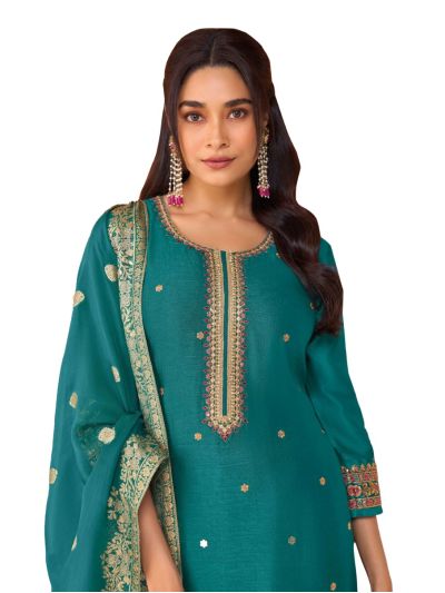 Graceful Muse Readymade Floral Butta Round Neck Embroidered Salwar Kameez