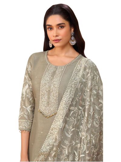 Graceful Muse Readymade Floral Yoke Round Neck Embroidered Salwar Kameez