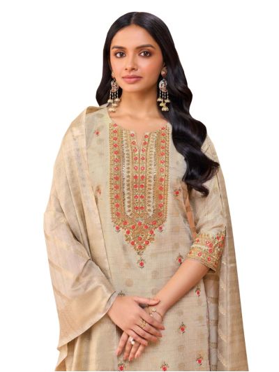 Graceful Muse Readymade Floral Butta Notch Neck Embroidered Salwar Kameez
