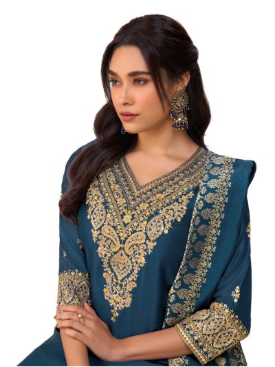 Graceful Muse Readymade Paisley Floral V-Neck Embroidered Salwar Kameez
