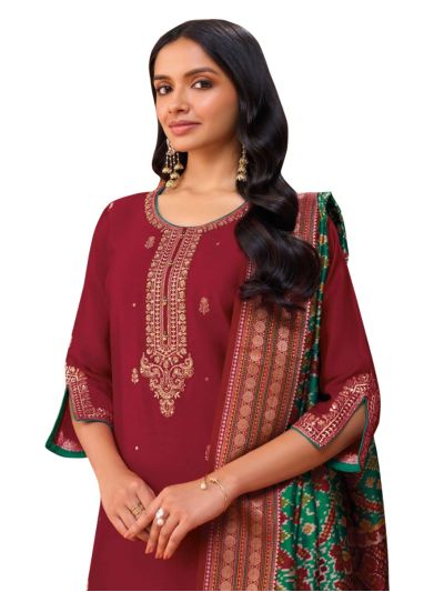 Graceful Muse Readymade Floral Butta Round Neck Embroidered Salwar Kameez