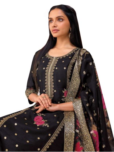 Graceful Muse Readymade Floral Butta Round Neck Embroidered Salwar Kameez