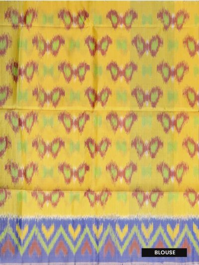 Gracecharm Pure Soft Silk Ikat Oval Zigzag Pallu Saree