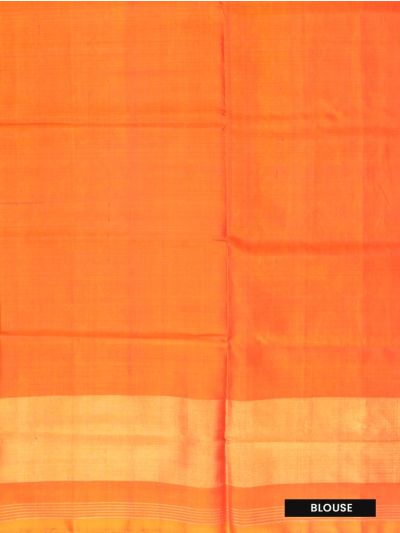 Pochampally Silk Geometric Diamond Ikat with Floral Stripe Pallu Saree