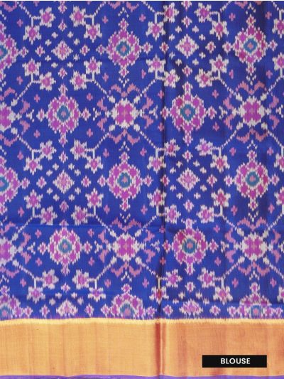 Pochampally Silk Floral Vine Ikat with Fine Stripe Pallu Saree