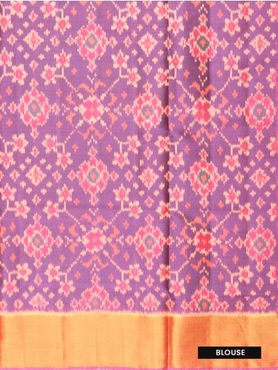 Pochampally Silk Floral Ikat with Fine Stripe Pallu Saree