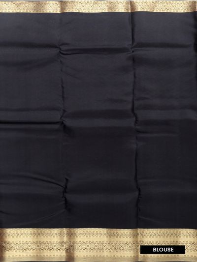 Art Soft Silk Black Dotted Stripe with Diamond Zari Pallu Saree   