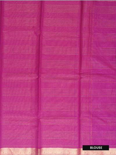 kora Silk Cotton Purple Grid Butta with Diamond Lattice Pallu Saree