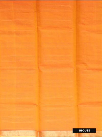 kora Silk Cotton Marigold Grid Butta with Diamond Lattice Pallu Saree