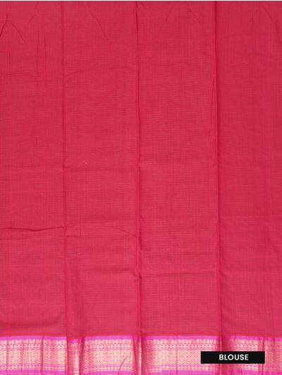 Silk Cotton Bottle Green Checks Basket Weave Pallu Saree