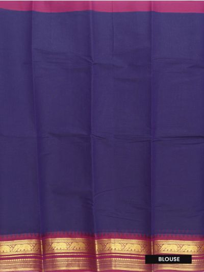 Chettinad Cotton Violet Floral Butta Damask Pallu Saree