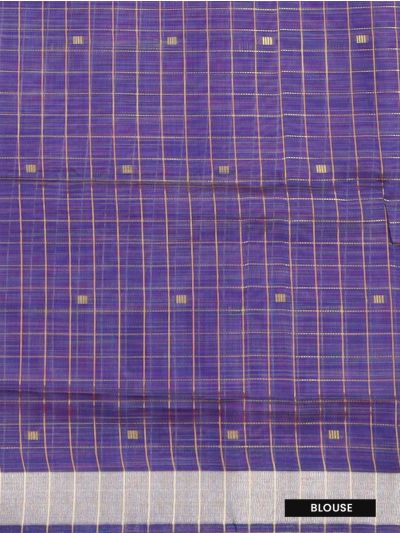 Gracecharm Chettinad Cotton Checked Square Butta with Contrast Pallu Saree