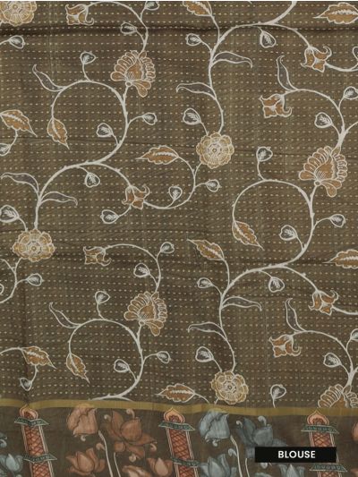 Gracecharm Semi Linen Abstract Floral with Ornamental Pallu Saree