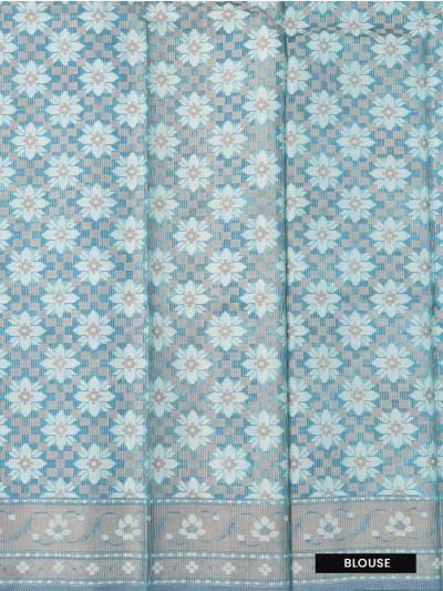 Gracecharm Fancy Super Net Interlaced Diamond Lattice with Floral Stripe Pallu Saree