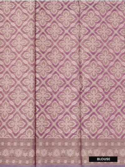 Gracecharm Fancy Super Net Interlocking Ribbon Lattice with Floral Stripe Pallu Saree