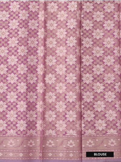 Gracecharm Super Net Interlocking Diamond Lattice with Floral Stripe Pallu Saree