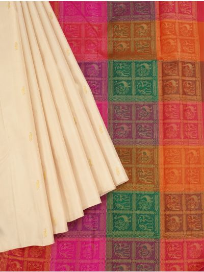 Vivaha Arani Pure Silk Paisley Floral Butta with Elephant Peacock Grid Pallu Saree