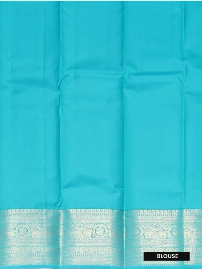 Gracecharm Silk Yali Butta with Contrast Zari Border Saree  