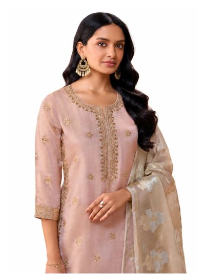 Graceful Muse Readymade Floral Butta Notch Neck Embroidered Salwar Kameez