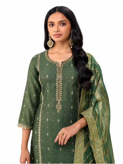 Graceful Muse Readymade Floral Butta Slit Yoke Embroidered Salwar Kameez